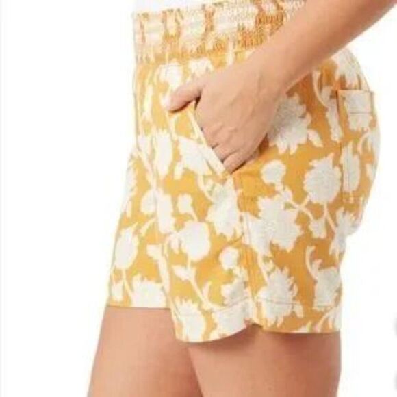 Briggs Ladies' Linen Blend Short Spring Floral Orange Size XL - Picture 2 of 8